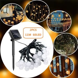 REDROAD Pack of 2, 11M 60 LED Solar String Lights, 11M 60 LED Outdoor Solar String Lights, 8 Modes, Suitable for Garden, Christmas, Wedding, Party Color