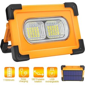 IKODM Rechargeable led Floodlight 100W Construction Site Lamp Portable led Floodlight with Solar Panel 4 Modes Super Bright Work Light with 10000mAh