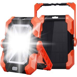 MEMKEY Rechargeable LED Floodlight, USB Solar Charging Construction Site Light Work Lamp Portable Lantern with 4 SOS Modes, 360° Rotation, Adjustable and