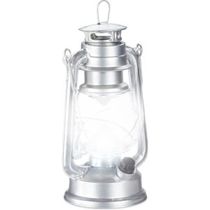 Relaxdays - Set of 10 led Storm Lamps, Retro Lantern as Window Decoration or for the Garden, Battery Powered, Silver