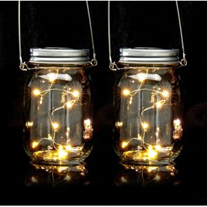 Led Solar Lights, Set of 4, in Mason Jars, 8 led Lights per Glass, Set or Hang, Solar-powered Garden Lighting - Relaxdays