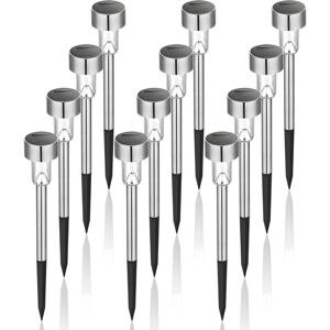 Gotrays - Set of 12 stainless steel solar lights with white light (4.5x29.5cm)