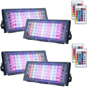 Gotrays - Set of 4 Projectors, 50 w rgb led, IP66 waterproof with remote control