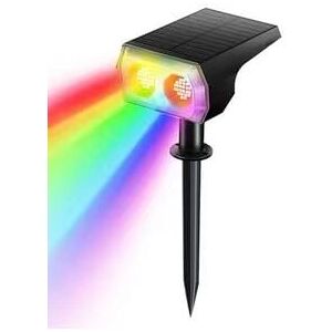 GOTRAYS Set of two outdoor solar spotlights, IP67 waterproof led solar lights, solar spotlights for warm lighting in gardens, patios, driveways, paths