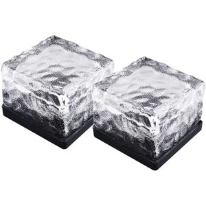 ZVD - Solar Buried Light Glass Brick - Waterproof, White Lighting for Garden - Pack of 2