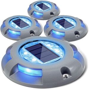 TONCHEAN Solar Deck Lights Driveway Solar Lamp Outdoor LED Waterproof Lights for Garden Dock Pathway Yard 4 Pack (Blue)
