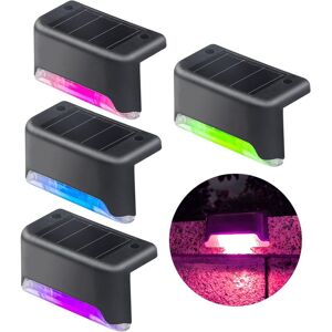 MEMKEY Fence Solar Lights, 4 Pack led Solar Lights with Color Sensor, Swimming Pool Decoration Lights, Step Lights, Yard Lights