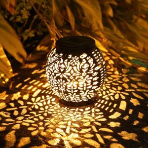 LONGZIMING Solar Garden Lantern, Outdoor Solar Hanging Light IP65 Waterproof Rechargeable Solar Lantern Star Projection Effect Decorative for Garden Festive