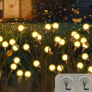 TONCHEAN Solar Garden Lights, 2 Pack (20 LEDs) Solar Firefly Lights Outdoor Lighting Garden Decorative Lights IP65 Waterproof Firefly Light for Path Yard