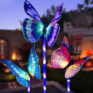 IKODM Solar Garden Lights Outdoor Decorative, 3 Pack Solar Powered Butterfly Garden Lights Multi-Color Changing LED Lights for Garden, Patio, Backyard