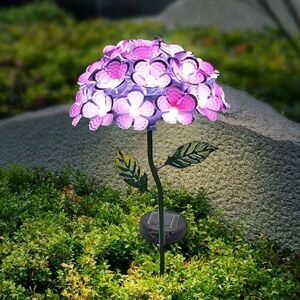 HOOPZI Solar Garden Lights Outdoor led Hydrangea Flowers Lawn Lights Outdoor Decor with IP65 Waterproof for Garden Yard Balcony Driveway Path Red
