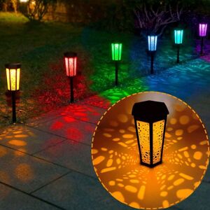 Longziming - Solar Garden Lights Outdoor Warm and rgb led light, 6 Pcs Solar Lawn Lights with IP55, Auto On/Off for Garden, Yard, Balcony, Driveway,