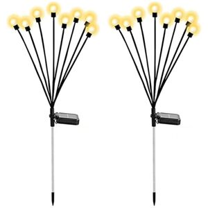 Tlily - Solar Garden Lights, Upgraded 8LED Firefly Warm White 2PCS