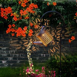 TINOR Solar Garden Watering Can, Large Outdoor Hanging Solar Lanterns with IP65 Waterproof, led Flowing Water Decorative Metal Solar Lights for Table Yard