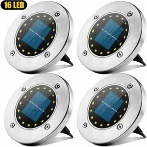 BOED Solar Ground Lights - 16 led Solar Garden Lights Outdoor,Disk Lights Waterproof In-Ground Outdoor Landscape Lighting For Lawn Patio Pathway Yard Deck