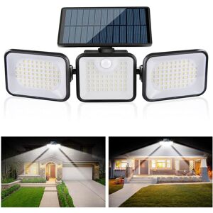 IKODM Solar Lamp Outdoor Motion Sensor, 3 Heads 180 led Solar Light Outdoor IP65 Waterproof Solar Outdoor Lighting 3 Modes Spotlight Solar led Garden