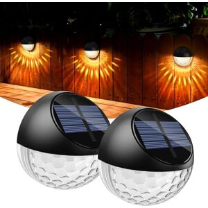 TONCHEAN Solar Lamp Set of 2 led Solar Lamps Outdoor Wall Light IP65 Waterproof Decorative Wall Lighting Warm White Light, Fence Lamp Wall Terrace Garden