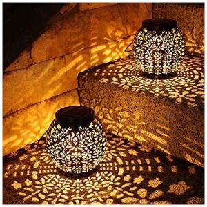 GOTRAYS Solar Lantern Outdoor, 2 Pack led Solar Garden Lights IP65 Waterproof Warm White Hanging Energy Lantern for Patio Deck Yard Lawn Table Party Oriental