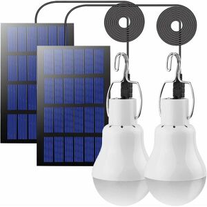 DEWDAT Solar LED Light Bulbs Outdoor Lights Set of 2,Solar Camping Lights,Solar Hanging Lights with 3W Solar Panel,Solar Lighting for