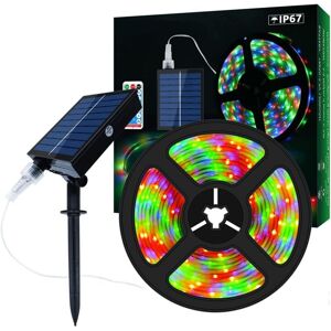 TINOR Solar led Strip Lights Outdoor, 5m 280 LEDs Solar Powered Color Changing rgb led Strip with 8 Lighting Modes IP67 Waterproof Decorative String Lights