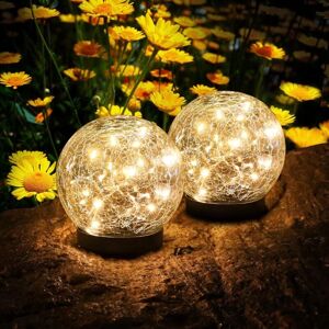 GOTRAYS Solar Light Outdoor, 2 Pcs Solar Garden Light, IP65 Waterproof Outdoor Solar Light for Landscape, Sidewalk, Lawn, Stairs, Patio (10cm Diameter)