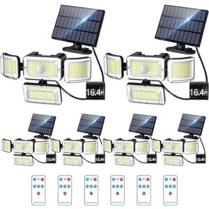 SJQKA Solar Light Outdoor with Motion Sensor, 3500lm, 288 LEDs, Security Lighting with Remote Control, IP67 Waterproof 4-Head Floodlight with about 5 Meter
