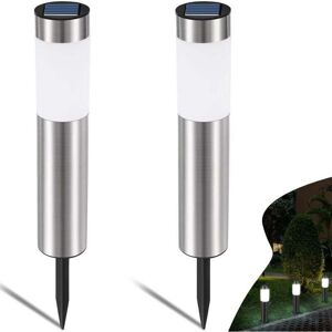MUMU Solar Lights for Outdoor Garden, White Stainless Steel Solar Lamps, Waterproof led Garden Lights for Outdoor, Garden for Patio, Lawn, Garden, Pathway