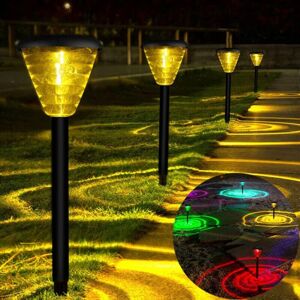 Longziming - Solar Lights Garden, 4 Pieces Outdoor Solar Lights Solar Powered led Light Waterproof Outdoor Wireless Lamp Ground Decoration for Path
