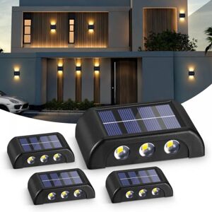 CYSLMUK Solar Lights Outdoor, 4 Pack Solar Lights Outdoor Garden, Warm White Outdoor led Wall Light IP65 Waterproof Solar Up and Down Lights for Garden Yard
