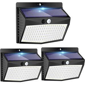 IKODM Solar Lights Outdoor Motion Sensor, 138 led 3 Modes Outdoor Solar Light, IP65 Waterproof Solar Outdoor Lighting for Garden, Garage, Patio - Pack of 3