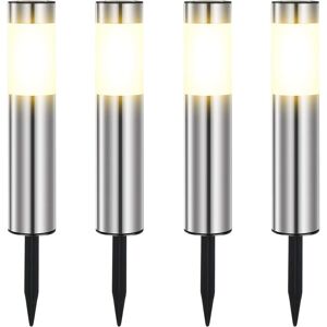 TONCHEAN Solar Lights Outdoor, Stainless Steel Solar Outdoor Garden Lights IP65 Waterproof led for Patio, Lawn, Garden Yard Paths and Trails Warm White (4