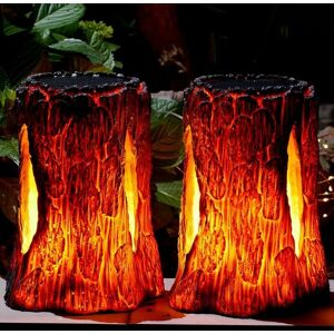 DEWDAT Solar Lights Outdoor, Stumps on Fire, Flickering Flame Lanterns, Solar Powered Landscape Decoration Lighting for Garden, Patio, Pathway, Deck, Yard