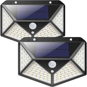GOTRAYS Solar Lights Outdoor 【Upgraded Version 2 Pack】 100 led 2200 mAh Waterproof Outdoor Lighting 270° Solar Light Motion Sensor 180° Solar Spotlight Solar