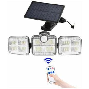 MUMU Solar Lights Outdoor with Motion Sensor, 122 LEDs, IP65 Waterproof Security Lights with 3 Heads, Solar Spotlights for Garden, Outdoor, Pathway,