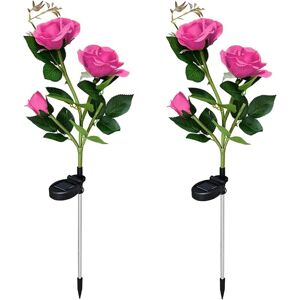 LONGZIMING Solar Outdoor Garden Light, Solar LED Rose Lights with Bigger Flower and Wide Solar Panel, Waterproof Outdoor Garden Decor for Garden, Lawn, Patio,