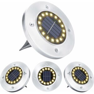 MUMU Solar Outdoor Lamp 16 led Warm White Spot Light Waterproof Stainless Steel Solar Floor Light for Patio Yard Garden Path Garage Driveway Walkway