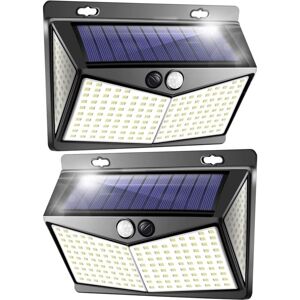 GOTRAYS Solar Outdoor Light, led Floodlight with Motion Sensor 208 LEDs IP65, Solar Powered Outdoor led Light with Sensor - 2 Packs