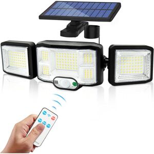 IKODM Solar Outdoor Light Wall Light LED Light 3 Heads 192 LEDs Motion Detector Security Floodlight Lighting IP65 Waterproof Solar Powered Lamp [Energy