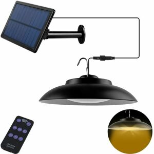 DEWDAT Solar Pendant Light, Outdoor Solar Hanging Light with Remote Control, Solar Powered led Pendant Lamp with 3M Cable, IP65 Waterproof, Wall Light for