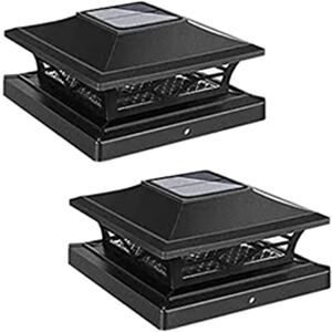 Tlily - Solar Post Cap Lights Outdoor Deck Fence Light Garden Decor 2PCS