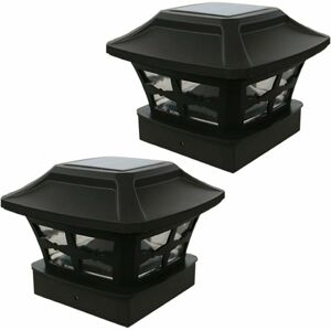 HOOPZI Solar Post Cap Lights, Outdoor led Lighting Deck Fence Cap Light Two Light Modes Warm White/Bright White Suitable for 4x4inch Wooden Posts