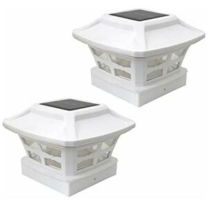 HOOPZI Solar Post Cap Lights, Outdoor led Lighting Deck Fence Cap Light Two Light Modes Warm White/Bright White Suitable for 4x4inch Wooden Posts