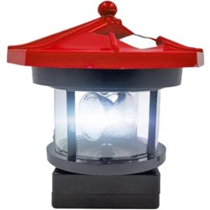 MEMKEY Solar Post Cap Lights Outdoor Solar Lighthouse Solar led Light Garden Fence Yard Decor Outdoor Decoration Smart Sensor Beacon Rotating Beam Lamp Red