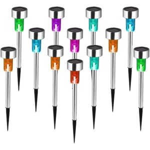 Longziming - Solar Powered Garden Lights Set of 12 Waterproof Stainless Steel Outdoor led Garden Lights Outdoor Lighting for Patio, Lawn and Paths