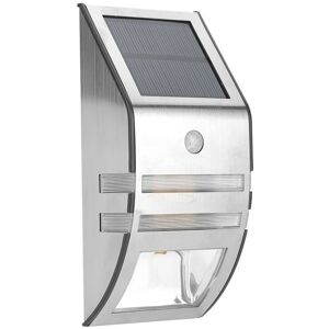GROOFOO Solar Powered pir Motion Sensor 2 led Path Wall Light Garden Security Lamps Silver Pure White