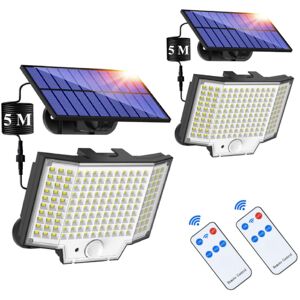 SJQKA Solar Security Light Outdoor with Motion Sensor, 2000lm, IP65, 270°, 3 Lighting Modes, 2 Pack
