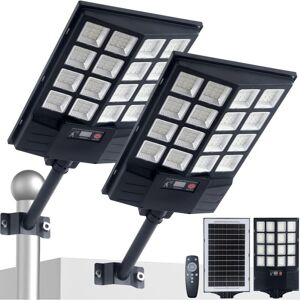 SJQKA Solar Street Lights Outdoor (2 Pack), 1200W Large Solar LED Parking Lot Lights, Waterproof with Motion Sensor and Remote Control, 8500K Security