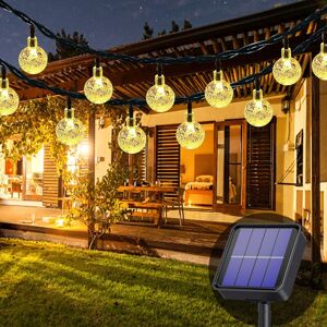 TINOR Solar String Lights Outdoor, 50 LED, 8 Modes, Crystal Balls, for Outdoor/Indoor, Balcony, Weddings, Parties, Christmas (Warm White)