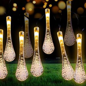 TINOR Solar String Lights Outdoor, 7m 50 led Water Drop Solar String Lights, 8 Modes Waterproof Outdoor Solar String Lights for Garden Party Christmas