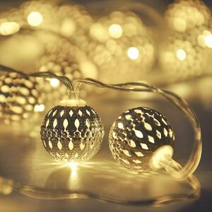 IKODM Solar String Lights Outdoor with 3M 20 led Moroccan Balls Waterproof Decorative Lighting for Home Garden Party Festival - Warm White